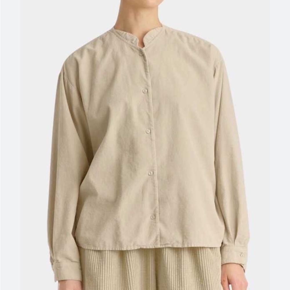 Black Crane Nehru Corduroy Shirt in Ivory size Medium